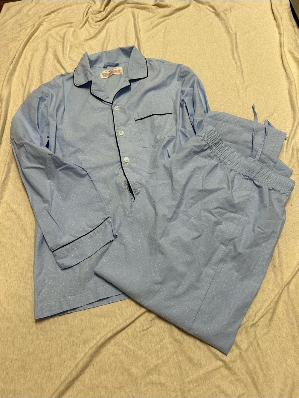 100% Cotton Merona Classic Two Piece Pajama Set Button Down Drawstring